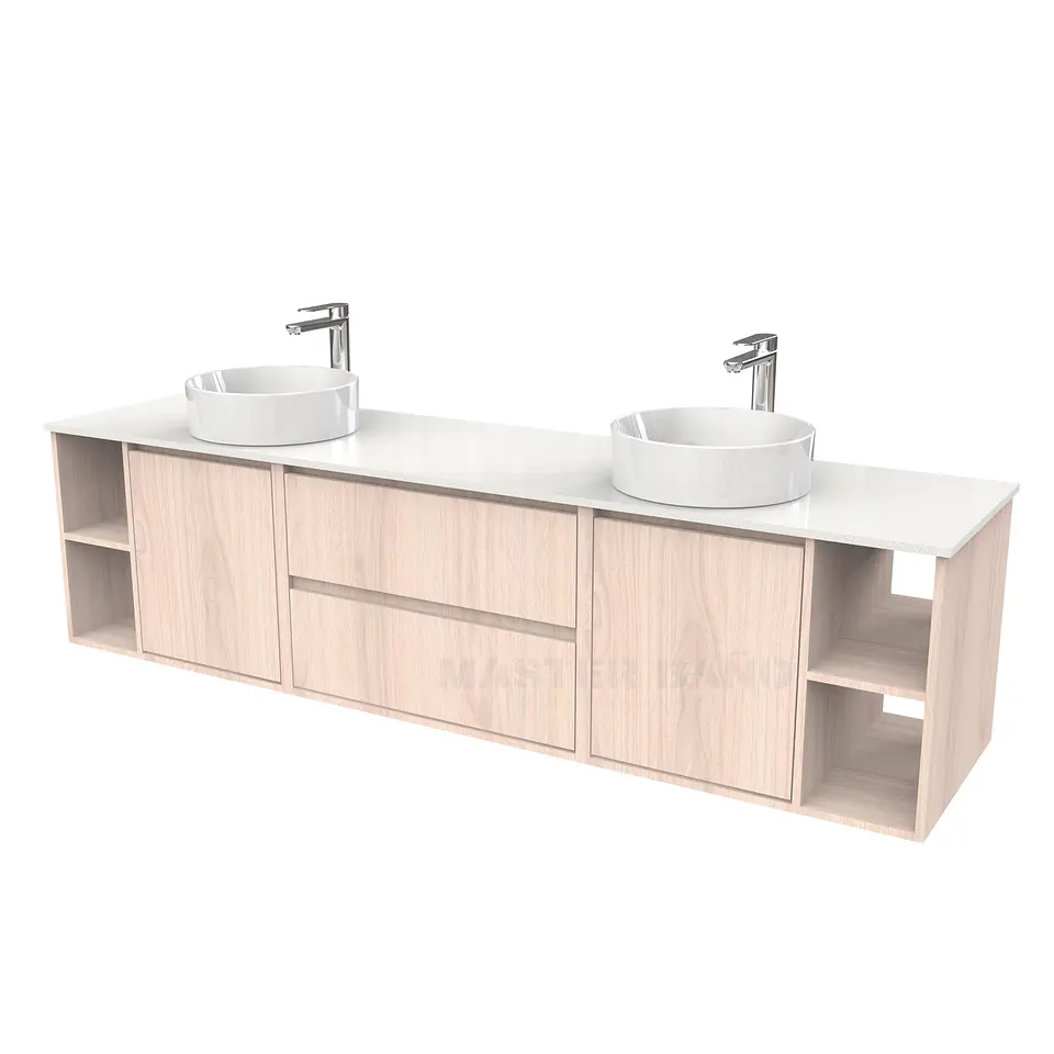 Mueble Vanitorio aereo para lavamanos sobreponer doble  de 200cm / M3-2034 -SPD /  Nougat 1