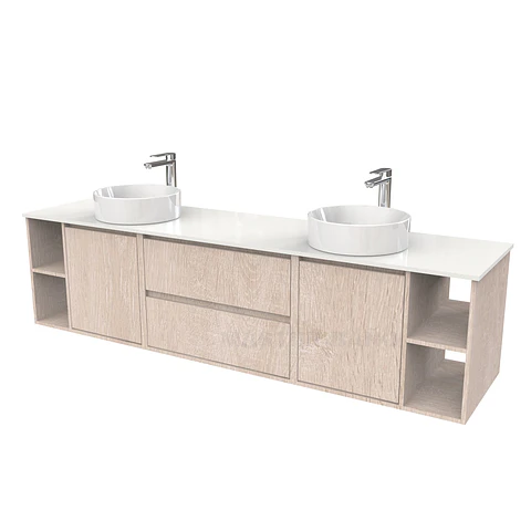 Mueble Vanitorio aereo para lavamanos sobreponer doble  de 200cm / M3-2034 -SPD / Provenzal