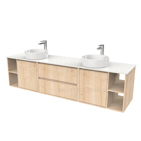 Mueble Vanitorio aereo para lavamanos sobreponer doble  de 200cm / M3-2034 -SPD / Rustico