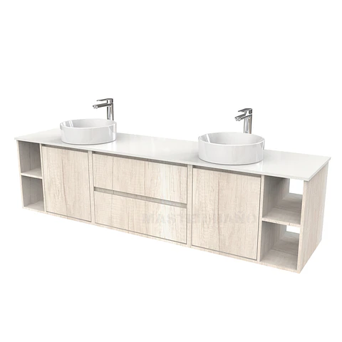 Mueble Vanitorio aereo para lavamanos sobreponer doble  de 200cm / M3-2034 -SPD / Toscana