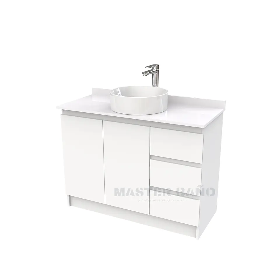 Mueble Vanitorio al piso para lavamanos sobreponer simple de 90 cm M2-930-SPA / Blanco 1
