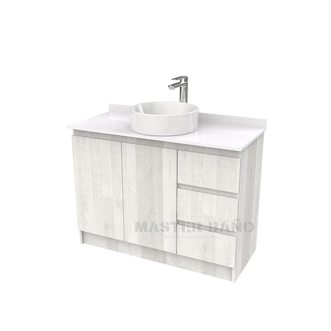Mueble Vanitorio al piso para lavamanos sobreponer simple de 100 cm M2-1030-SPA / Legno