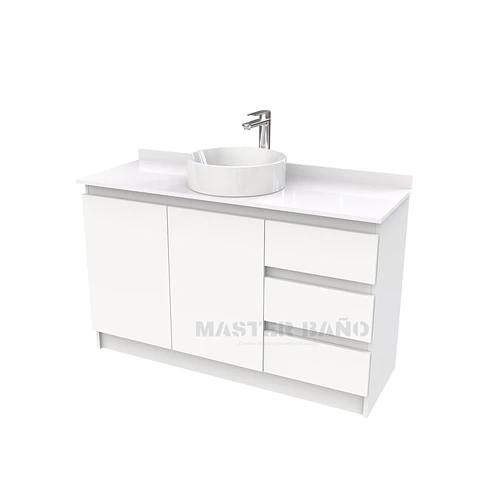 Mueble Vanitorio al piso para lavamanos sobreponer simple de 120 cm M2-1230-SPA / Blanco