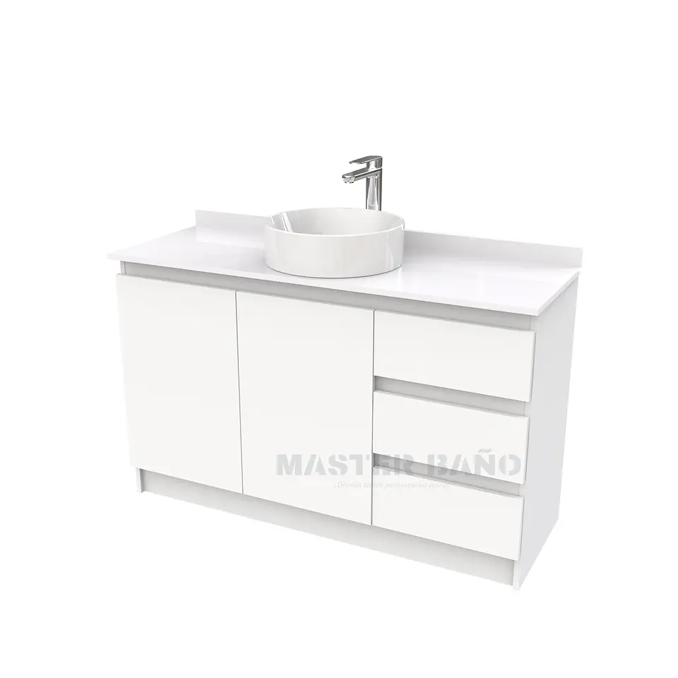 Mueble Vanitorio al piso para lavamanos sobreponer simple de 130 cm M2-1330-SPA / Blanco 1
