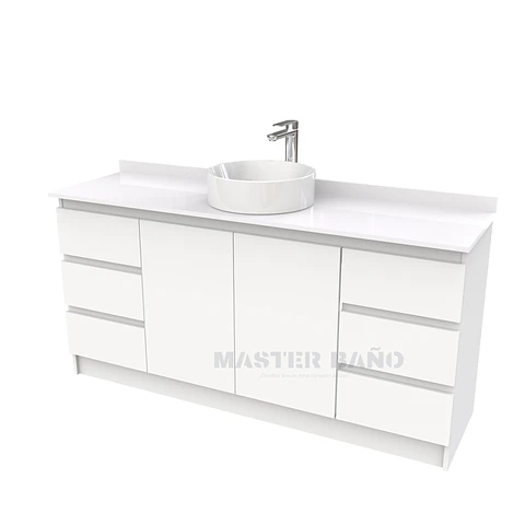 Mueble Vanitorio al piso para lavamanos sobreponer simple de 170 cm M2-1730-SPA / Blanco