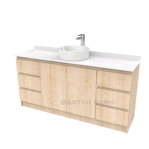 Mueble Vanitorio al piso para lavamanos sobreponer simple de 180 cm M2-1830-SPA / Rustico