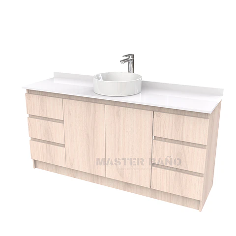 Mueble Vanitorio al piso para lavamanos sobreponer simple de 180 cm M2-1830-SPA / Nougat