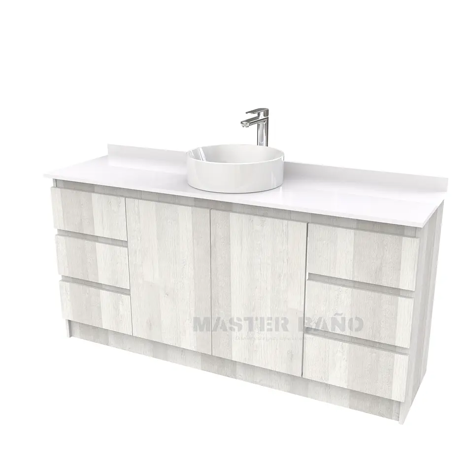 Mueble Vanitorio al piso para lavamanos sobreponer simple de 200 cm M2-2030-SPA / Legno 1