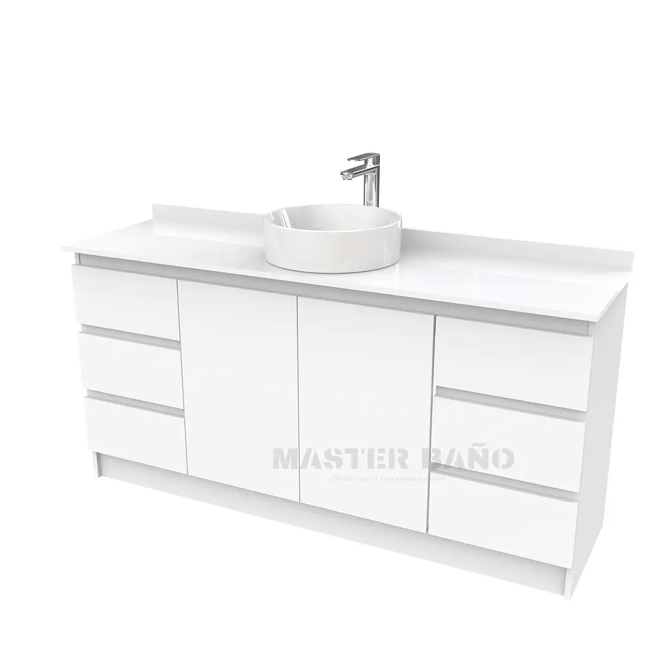 Mueble Vanitorio al piso para lavamanos sobreponer simple de 200 cm M2-2030-SPA / Blanco 1