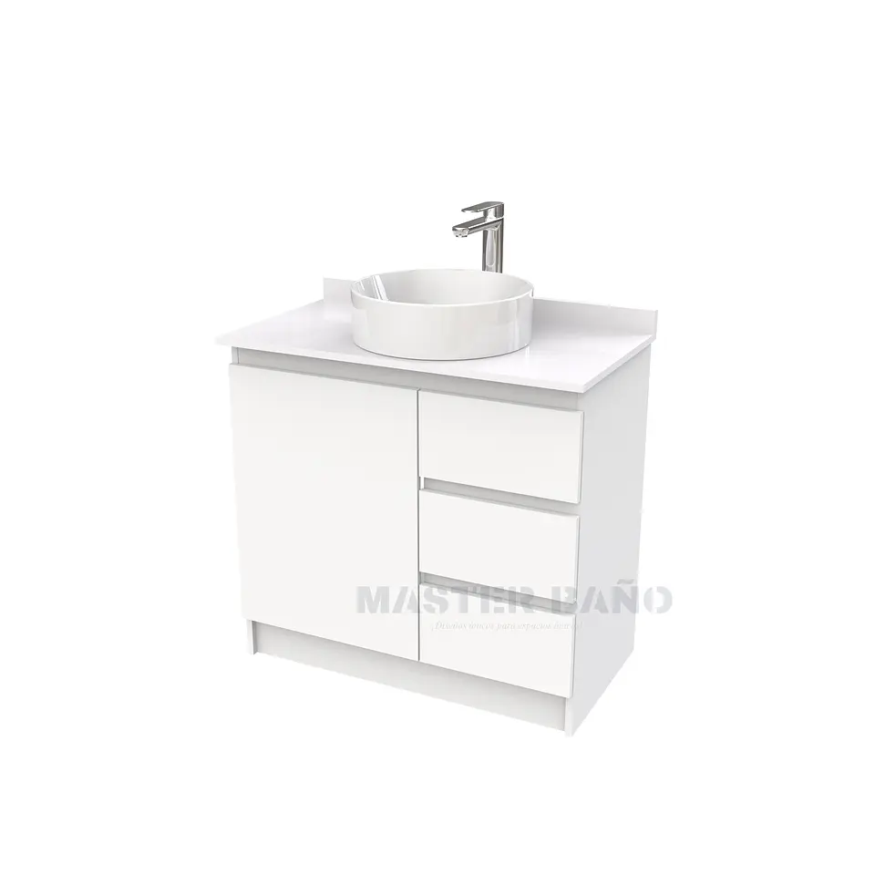 Mueble Vanitorio al piso para lavamanos sobreponer simple de 70 cm M2-730-SPA / Blanco 1