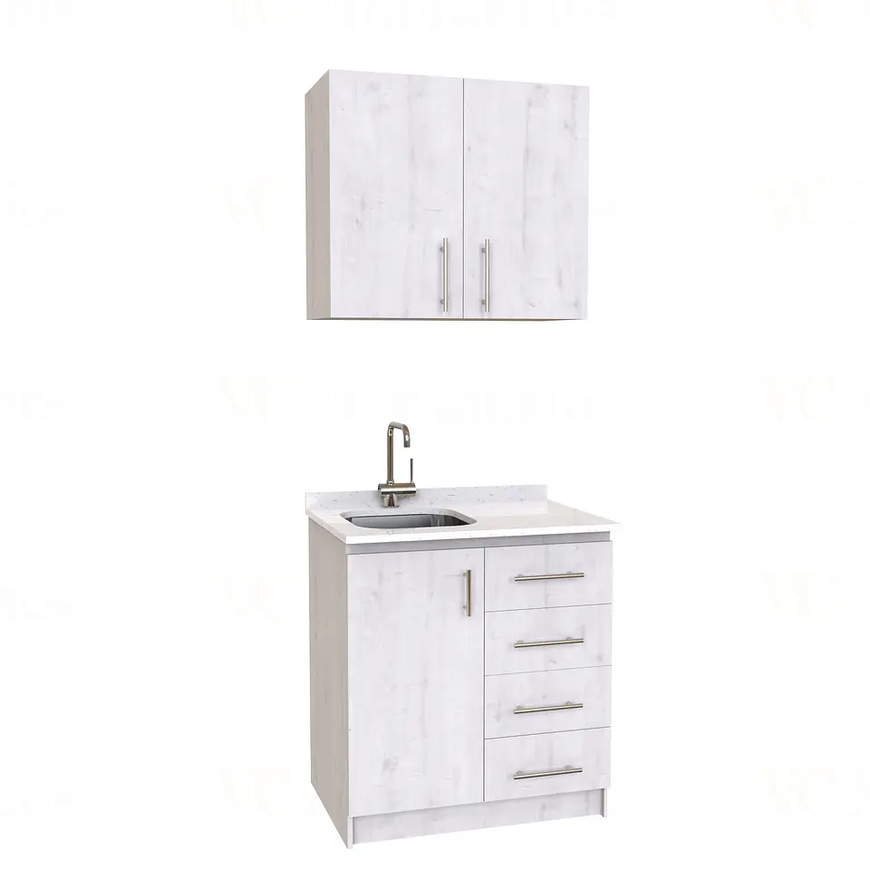 Kit de mueble lavaplatos + Mueble Mural de 80 cm / KT1-834 / Izquierdo / cuarzo / alaska 1