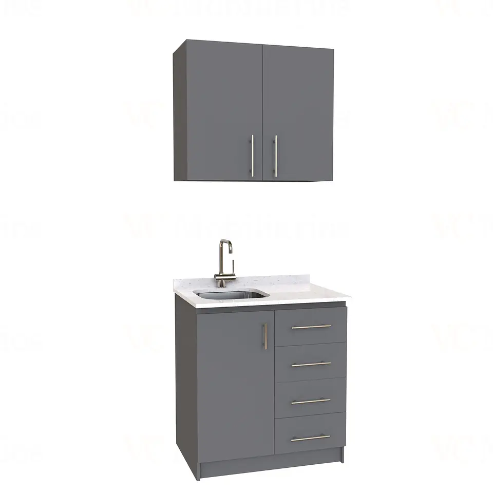 Kit de mueble lavaplatos + Mueble Mural de 80 cm / KT1-834 / Izquierdo / cuarzo / Grafito 1