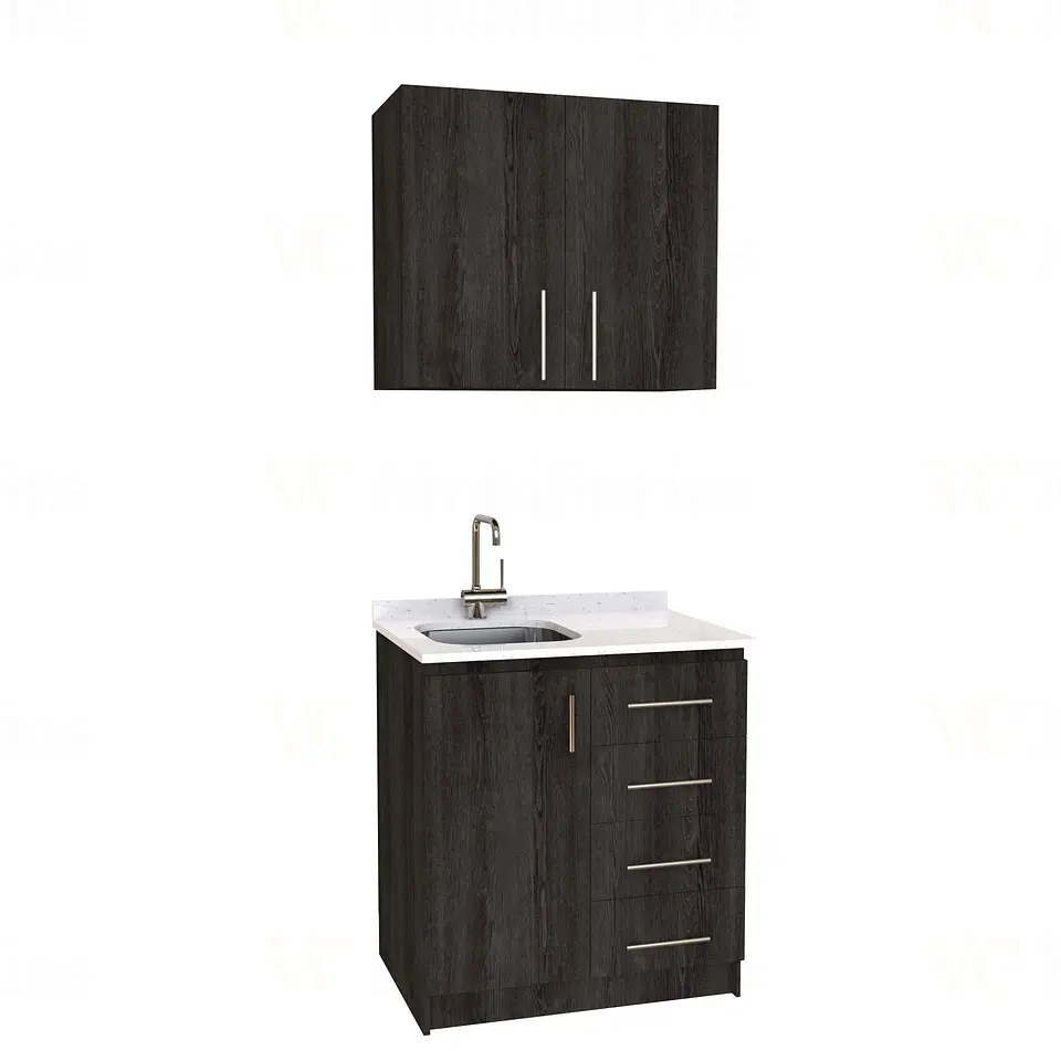 Kit de mueble lavaplatos + Mueble Mural de 80 cm / KT1-834 / Izquierdo / cuarzo / Espresso 1