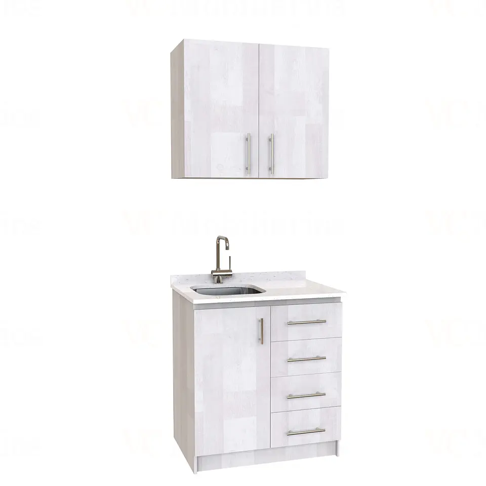 Kit de mueble lavaplatos + Mueble Mural de 80 cm / KT1-834 / Izquierdo / cuarzo / Legno 1