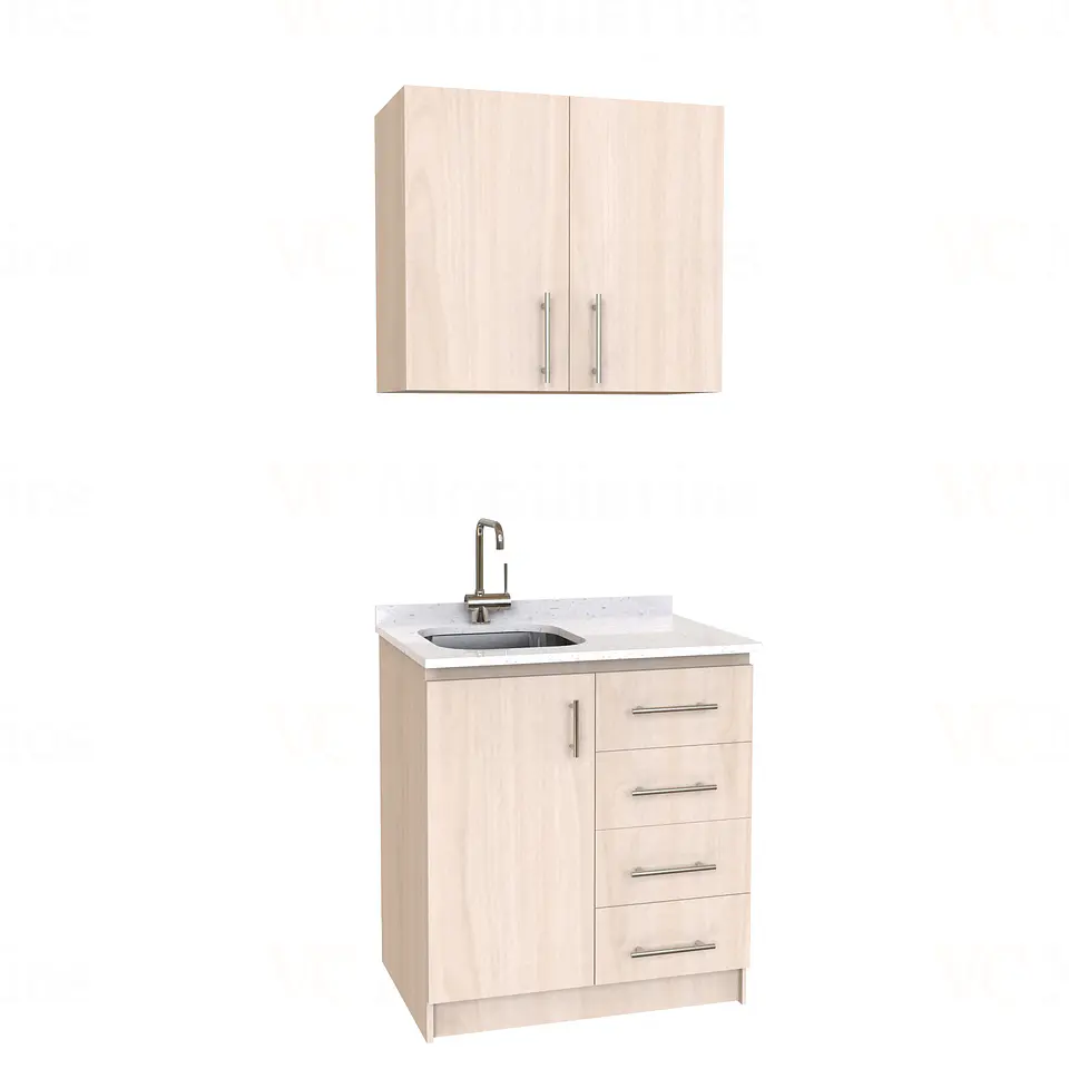 Kit de mueble lavaplatos + Mueble Mural de 80 cm / KT1-834 / Izquierdo / cuarzo / Nougat 1