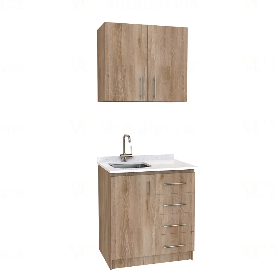 Kit de mueble lavaplatos + Mueble Mural de 80 cm / KT1-834 / Izquierdo / cuarzo / Cava 1