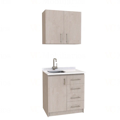 Kit de mueble lavaplatos + Mueble Mural de 80 cm / KT1-834 / Izquierdo / cuarzo / Provenzal