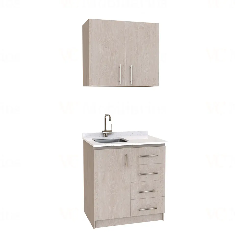 Kit de mueble lavaplatos + Mueble Mural de 80 cm / KT1-834 / Izquierdo / cuarzo / Provenzal 1
