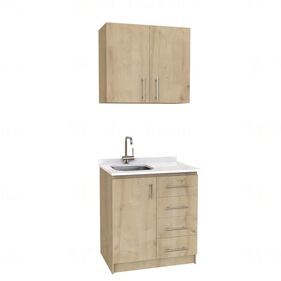 Kit de mueble lavaplatos + Mueble Mural de 80 cm / KT1-834 / Izquierdo / cuarzo / Rustico 1