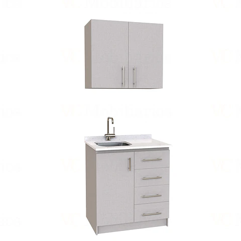 Kit de mueble lavaplatos + Mueble Mural de 80 cm / KT1-834 / Izquierdo / cuarzo / Giorno