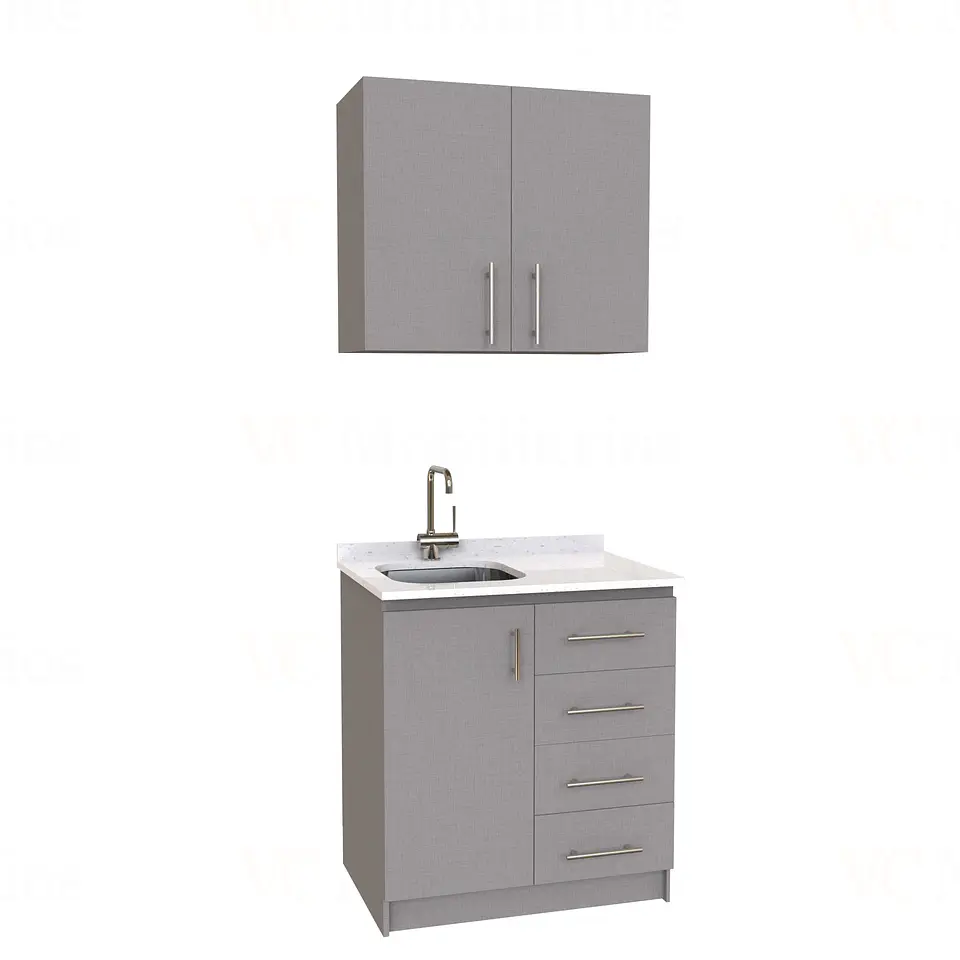 Kit de mueble lavaplatos + Mueble Mural de 80 cm / KT1-834 / Izquierdo / cuarzo / Notte 1
