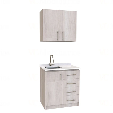 Kit de mueble lavaplatos + Mueble Mural de 80 cm / KT1-834 / Izquierdo / cuarzo / Toscana