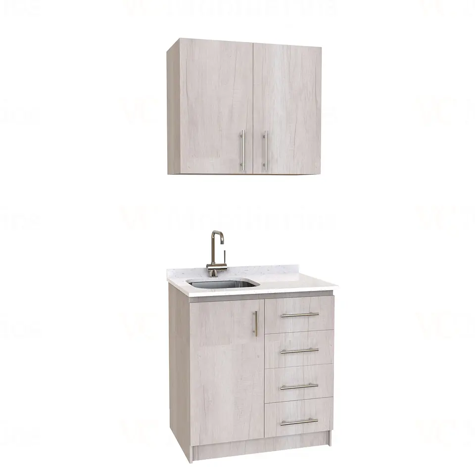 Kit de mueble lavaplatos + Mueble Mural de 80 cm / KT1-834 / Izquierdo / cuarzo / Toscana 1