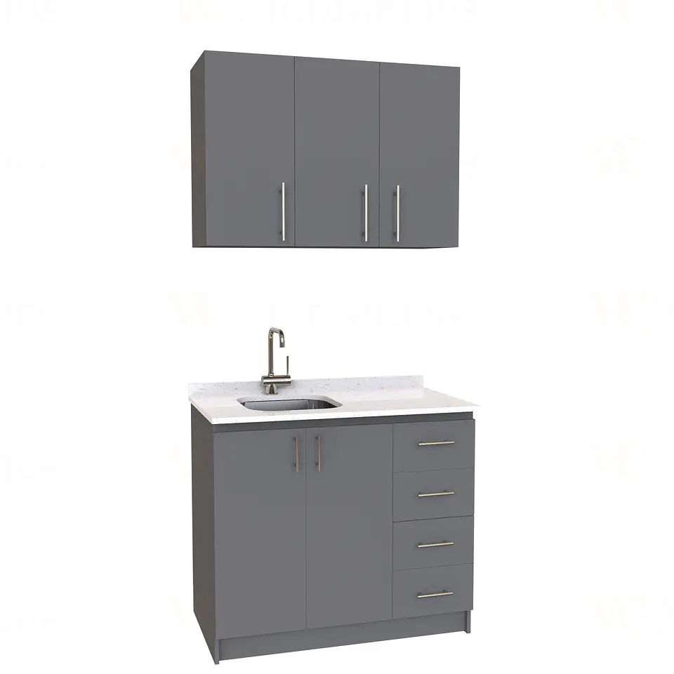 Kit de mueble lavaplatos + Mueble Mural de 100 cm / KT1-1034 / Izquierdo / cuarzo / Grafito 1