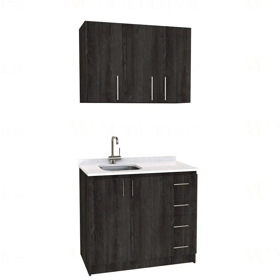 Kit de mueble lavaplatos + Mueble Mural de 100 cm / KT1-1034 / Izquierdo / cuarzo / Espresso 1