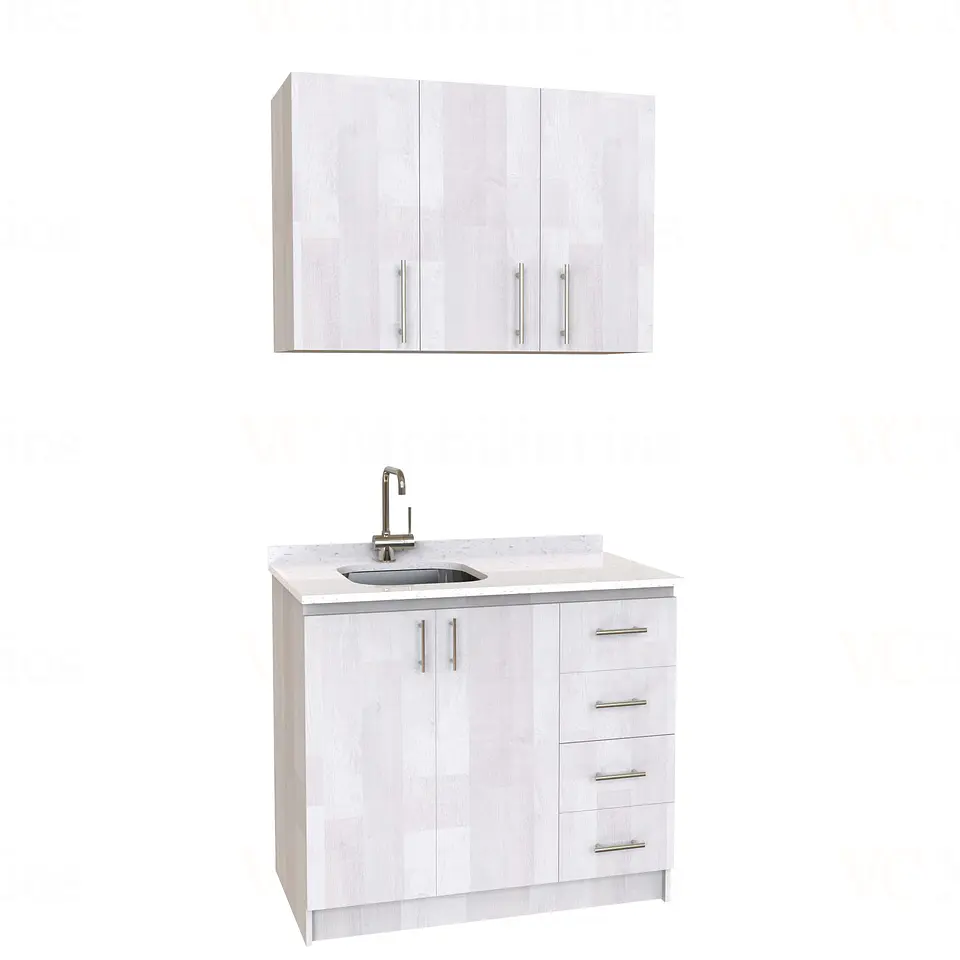 Kit de mueble lavaplatos + Mueble Mural de 100 cm / KT1-1034 / Izquierdo / cuarzo / Legno 1