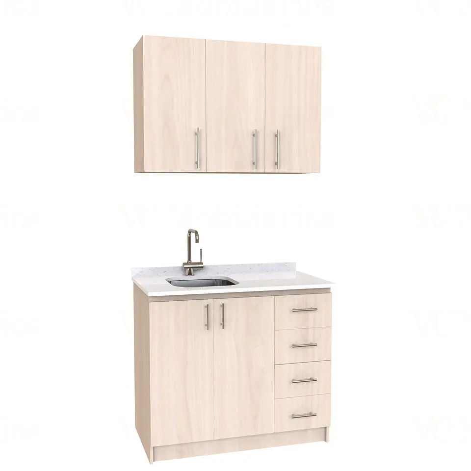 Kit de mueble lavaplatos + Mueble Mural de 100 cm / KT1-1034 / Izquierdo / cuarzo / Nougat 1