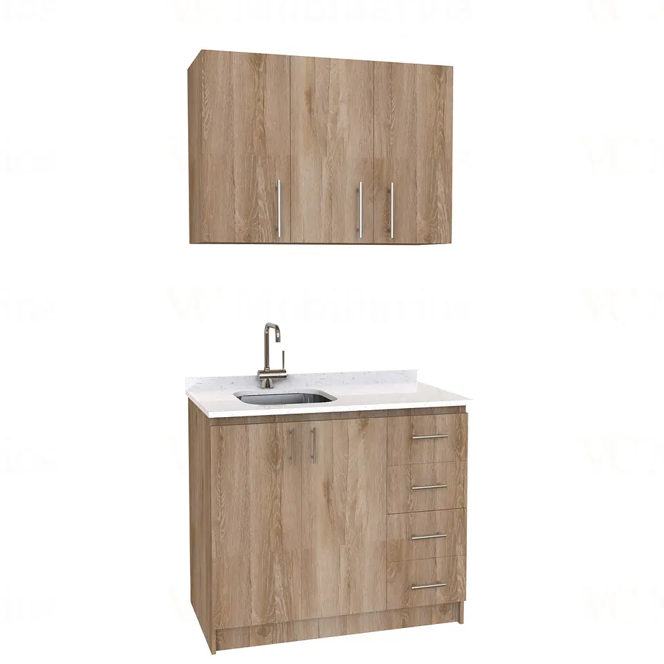 Kit de mueble lavaplatos + Mueble Mural de 100 cm / KT1-1034 / Izquierdo / cuarzo / Cava 1