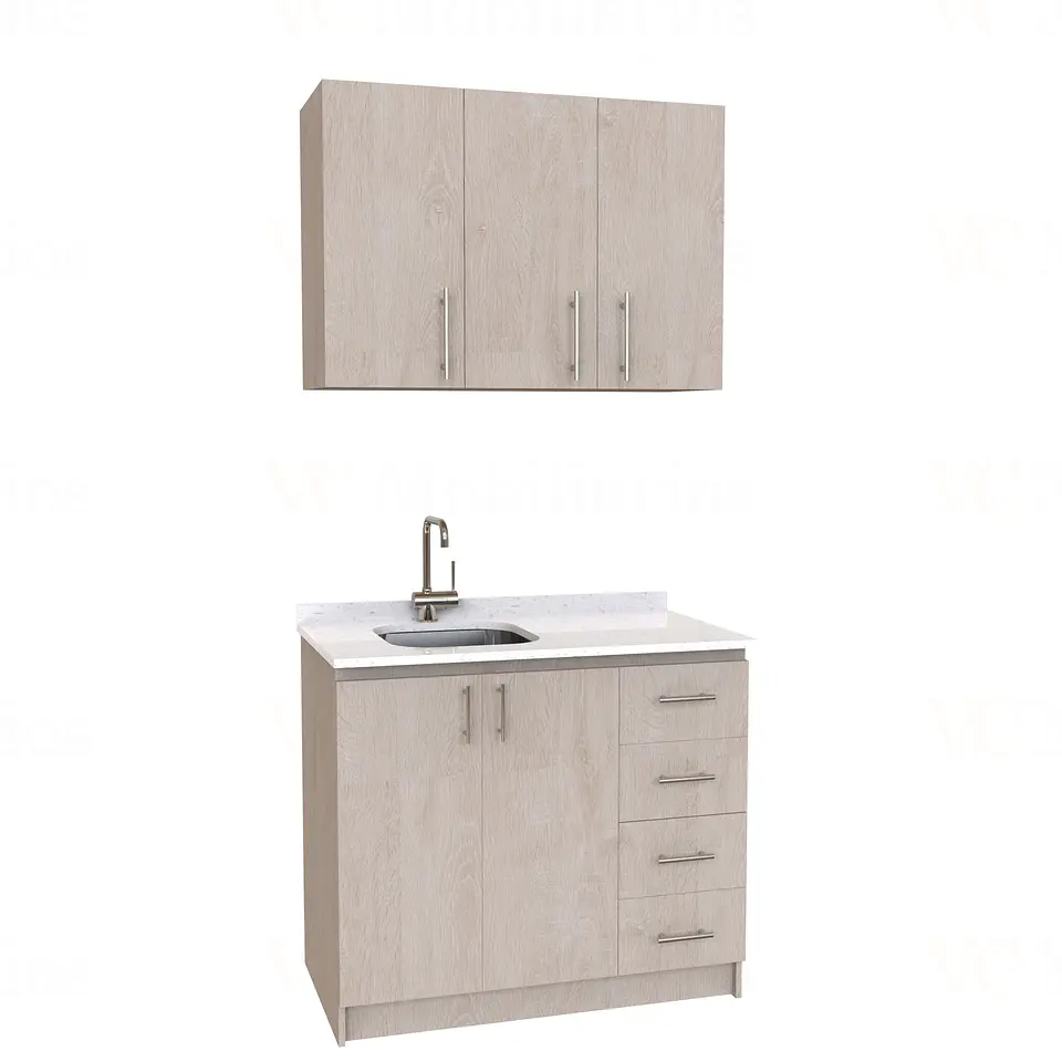 Kit de mueble lavaplatos + Mueble Mural de 100 cm / KT1-1034 / Izquierdo / cuarzo / Provenzal 1