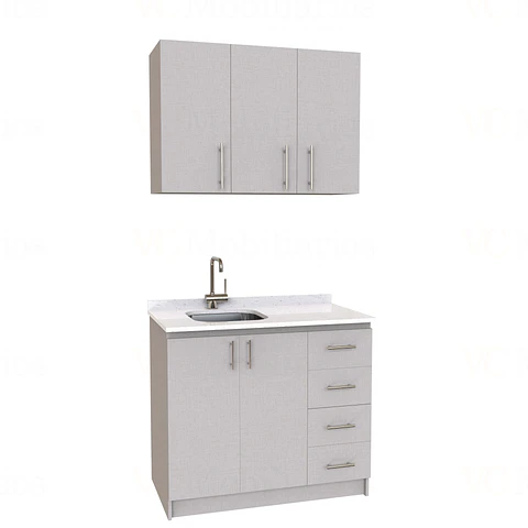 Kit de mueble lavaplatos + Mueble Mural de 100 cm / KT1-1034 / Izquierdo / cuarzo / Giorno