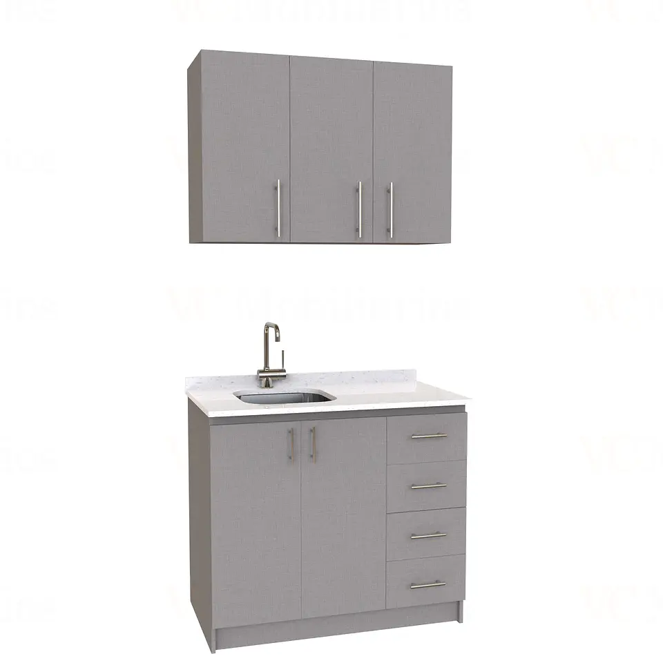 Kit de mueble lavaplatos + Mueble Mural de 100 cm / KT1-1034 / Izquierdo / cuarzo / Notte 1