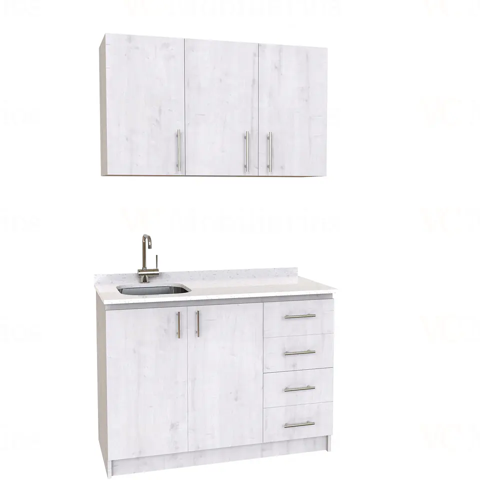 Kit de mueble lavaplatos + Mueble Mural de 120 cm / KT1-1234 / Izquierdo / cuarzo / Alaska 1