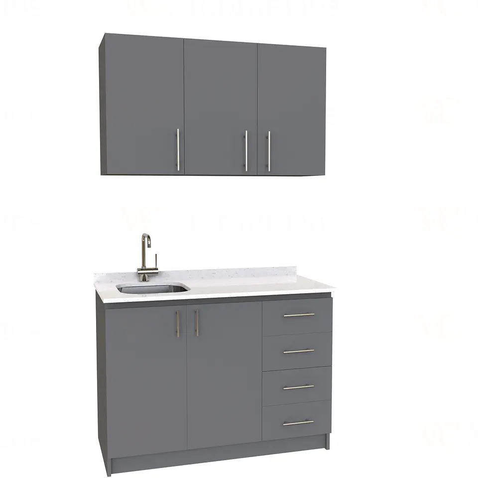 Kit de mueble lavaplatos + Mueble Mural de 120 cm / KT1-1234 / Izquierdo / cuarzo / Grafito 1