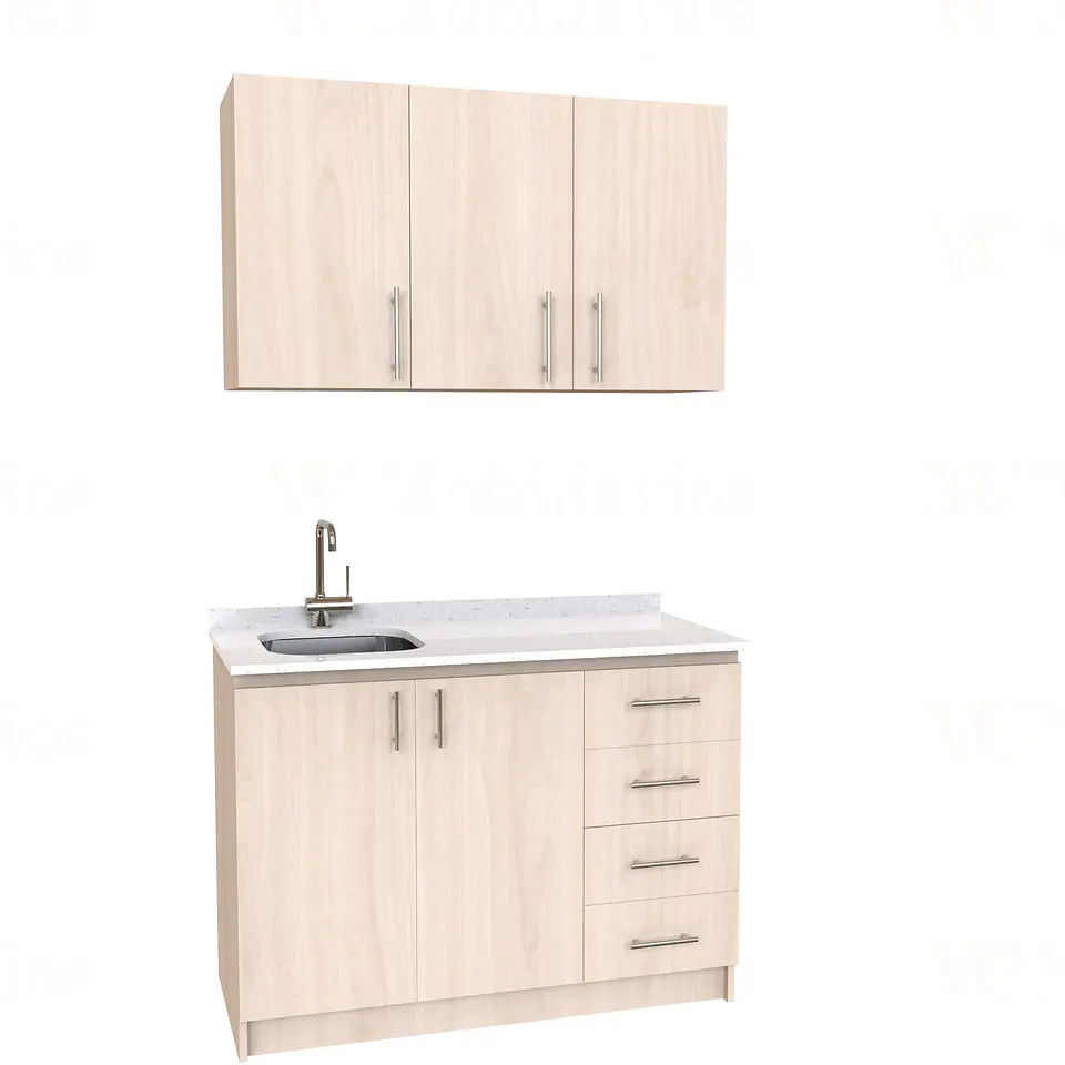 Kit de mueble lavaplatos + Mueble Mural de 120 cm / KT1-1234 / Izquierdo / cuarzo / Nougat 1