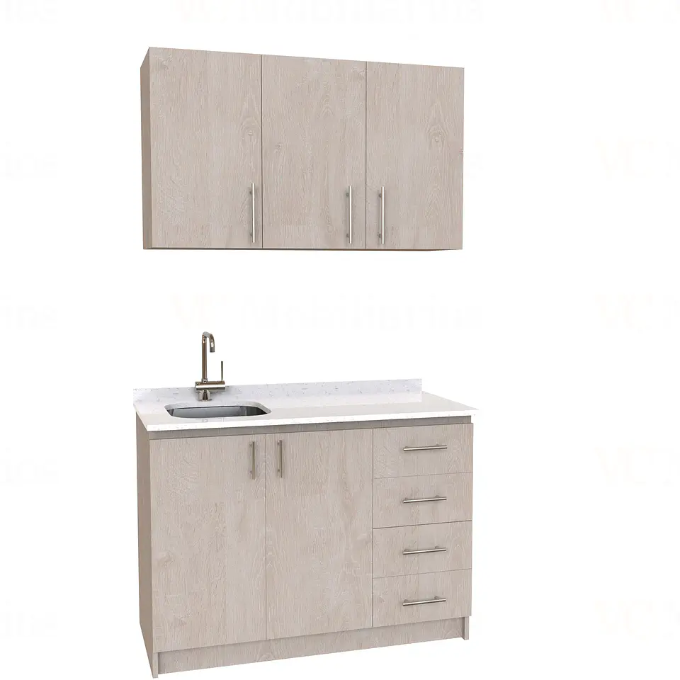 Kit de mueble lavaplatos + Mueble Mural de 120 cm / KT1-1234 / Izquierdo / cuarzo / Provenzal 1