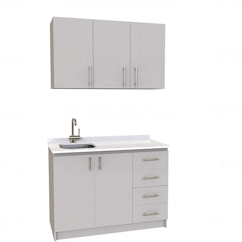 Kit de mueble lavaplatos + Mueble Mural de 120 cm / KT1-1234 / Izquierdo / cuarzo / Giorno