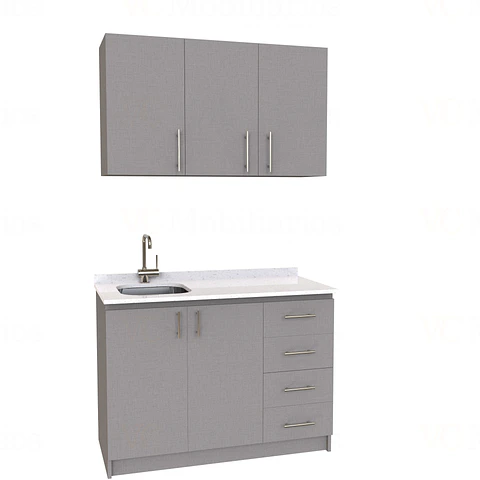Kit de mueble lavaplatos + Mueble Mural de 120 cm / KT1-1234 / Izquierdo / cuarzo / Notte