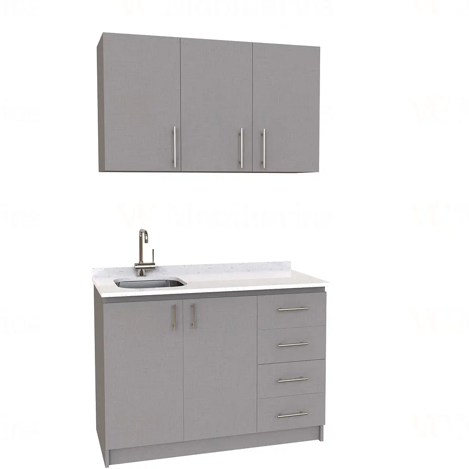 Kit de mueble lavaplatos + Mueble Mural de 120 cm / KT1-1234 / Izquierdo / cuarzo / Notte 1