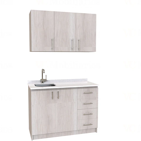 Kit de mueble lavaplatos + Mueble Mural de 120 cm / KT1-1234 / Izquierdo / cuarzo / Toscana