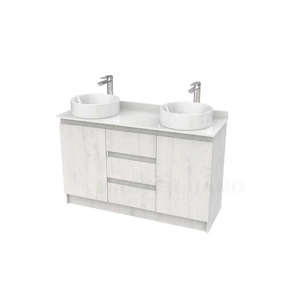 Mueble vanitorio al piso doble para lavamanos de sobreponer de 120cm /  M2-1238-DP / Alaska 1