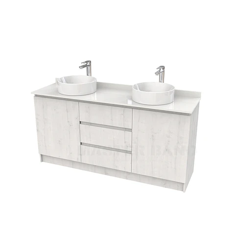 Mueble vanitorio al piso doble para lavamanos de sobreponer de 150cm /  M2-1538-DP / Alaska