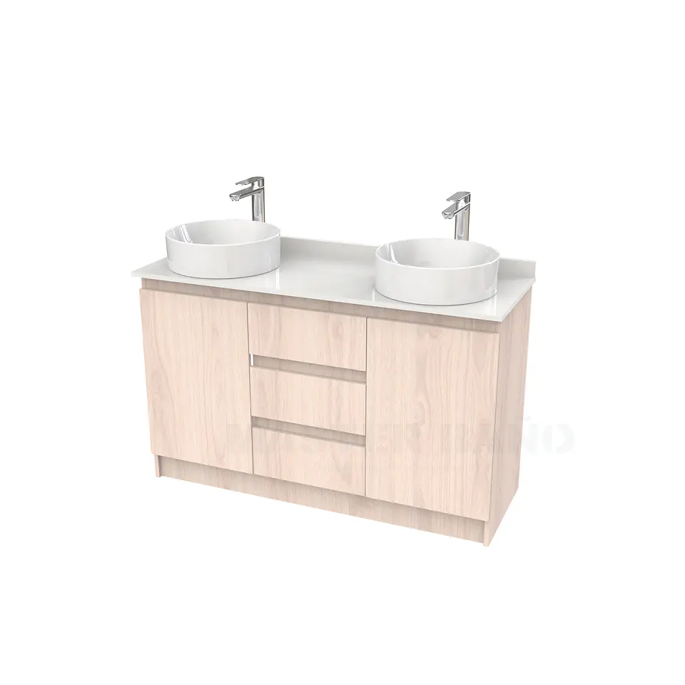 Mueble vanitorio al piso doble para lavamanos de sobreponer de 120cm /  M2-1238-DP / Nougat 1