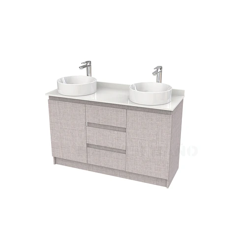 Mueble vanitorio al piso doble para lavamanos de sobreponer de 130cm /  M2-1338-DP / Notte