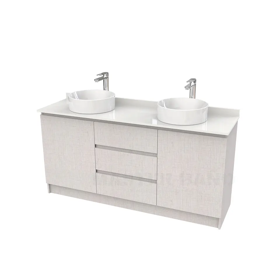 Mueble vanitorio al piso doble para lavamanos de sobreponer de 140cm /  M2-1438-DP / Giorno 1