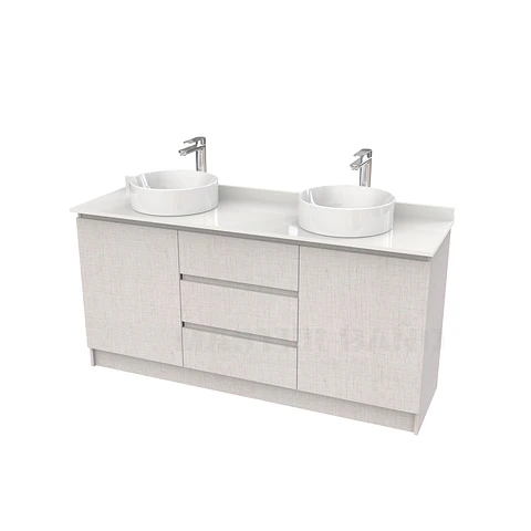 Mueble vanitorio al piso doble para lavamanos de sobreponer de 150cm /  M2-1538-DP / Giorno