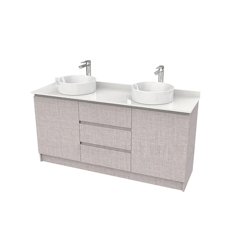 Mueble vanitorio al piso doble para lavamanos de sobreponer de 150cm /  M2-1538-DP / Notte